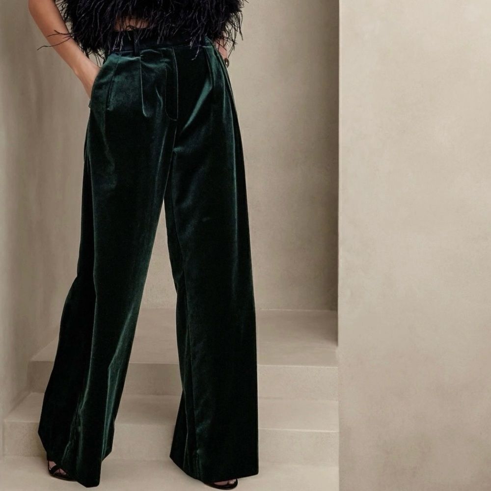 Banana Republic Velvet high rise wide leg pants.